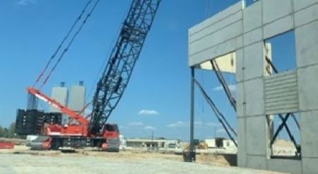 Tilt-wall concrete construction project in progress